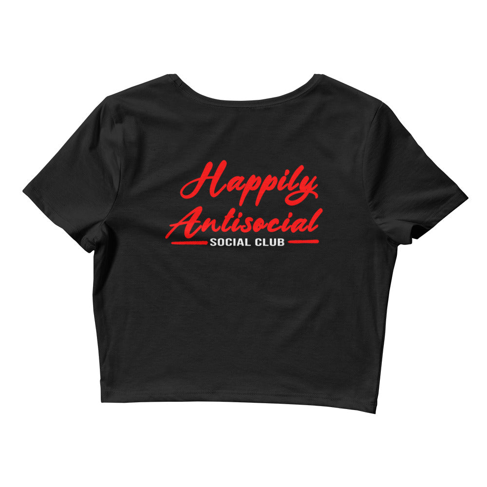 Women’s Please Leave Me Alone Happily Antisocial Crop Tee